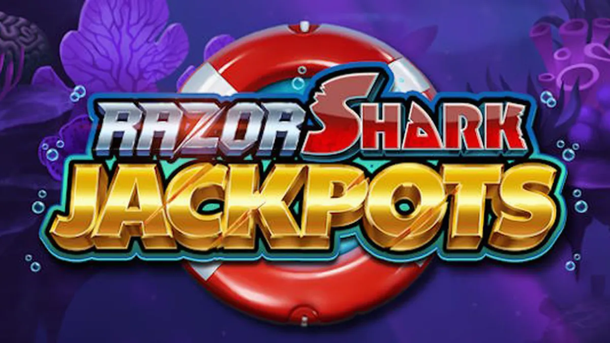 Tampilan visual bawah laut dari slot Razor Shark Jackpots dengan hiu dan simbol misteri.